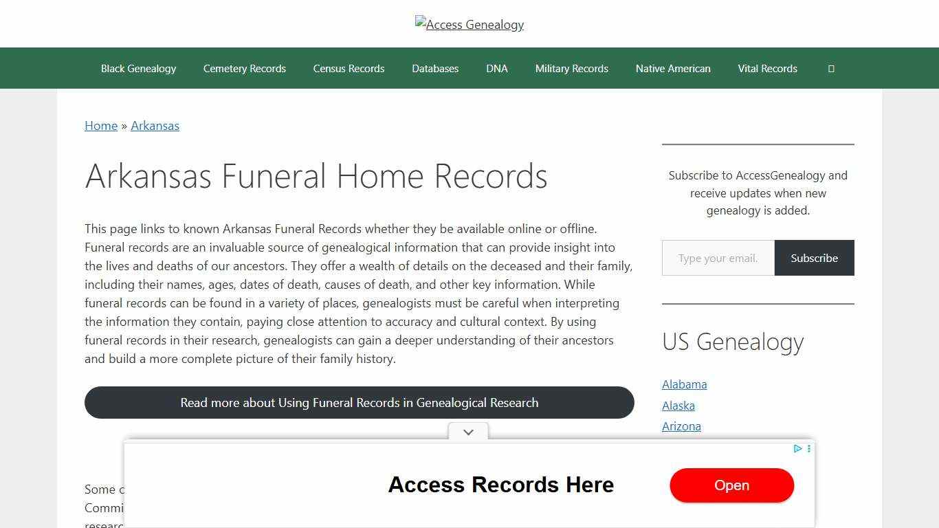 Arkansas Funeral Home Records – Access Genealogy