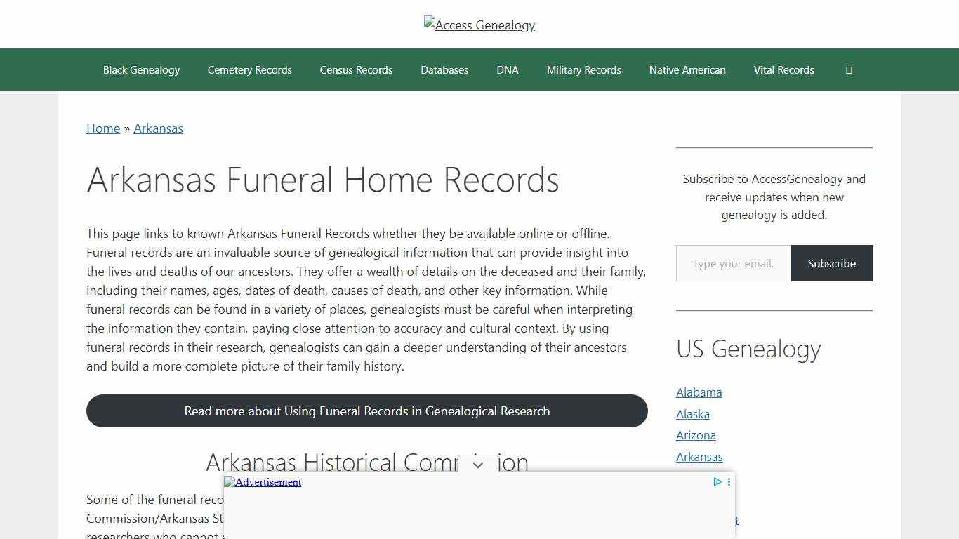 Arkansas Funeral Home Records – Access Genealogy