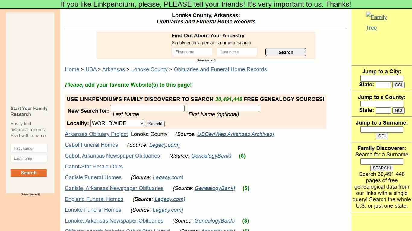 Lonoke County, Arkansas: Obituaries and Funeral Home Records